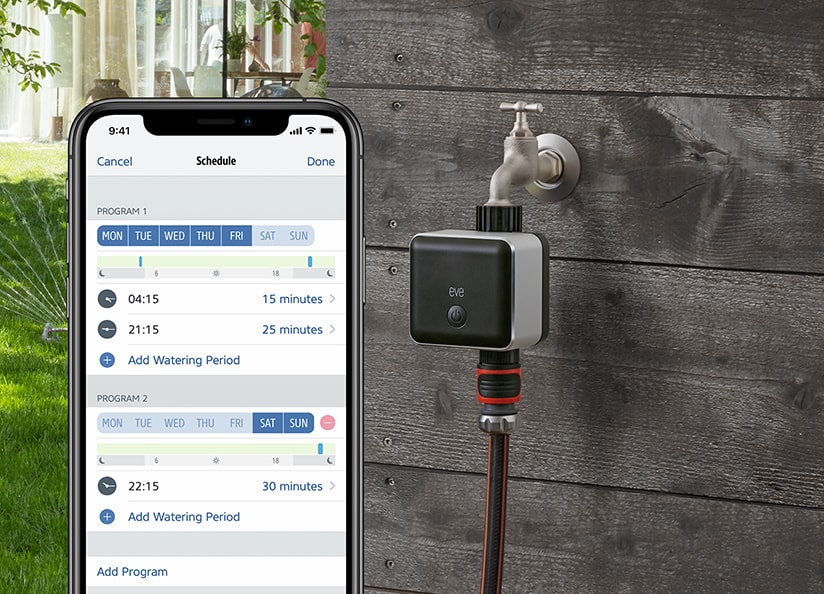 Eve Aqua Controlador Inteligente De Riego para La App Home De Apple Y Siri Door /& Window Riega Automáticamente con Horarios Programados Sensor Inteligente De Contacto para Puertas//Ventanas