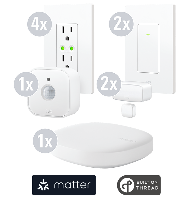 Eve Systems HomeSphere Starter pack with Eve Light Switch, Eve Energy Outlet, Eve Motion, Eve Door & Window and SmartThings hub