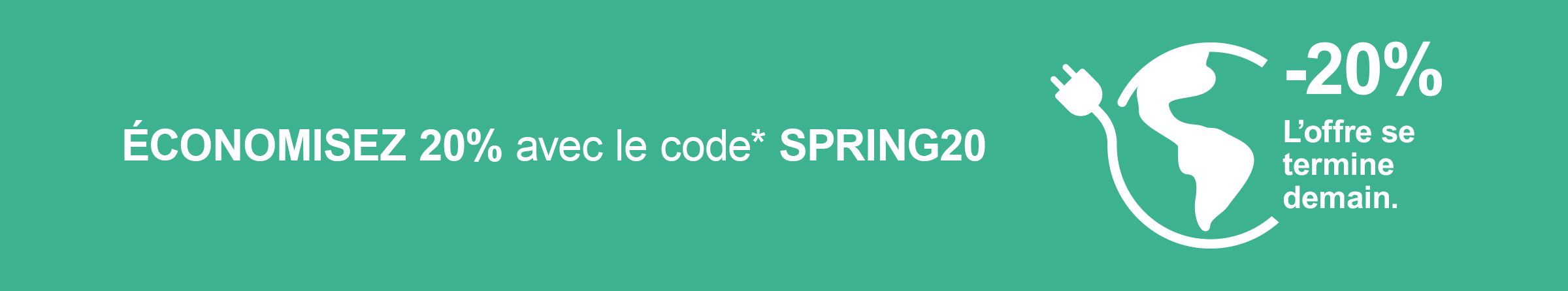 Banner Earth Day. Save 20% with code SPRING20