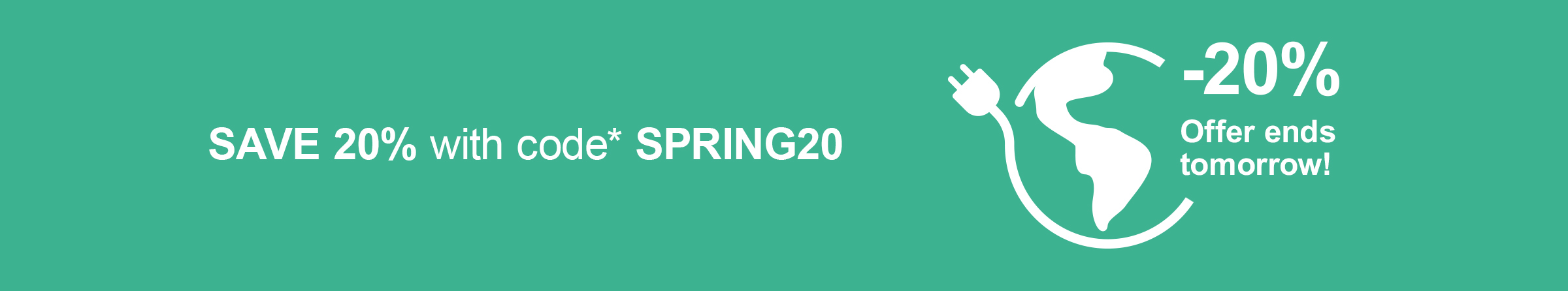 Banner Earth Day. Save 20% with code SPRING20