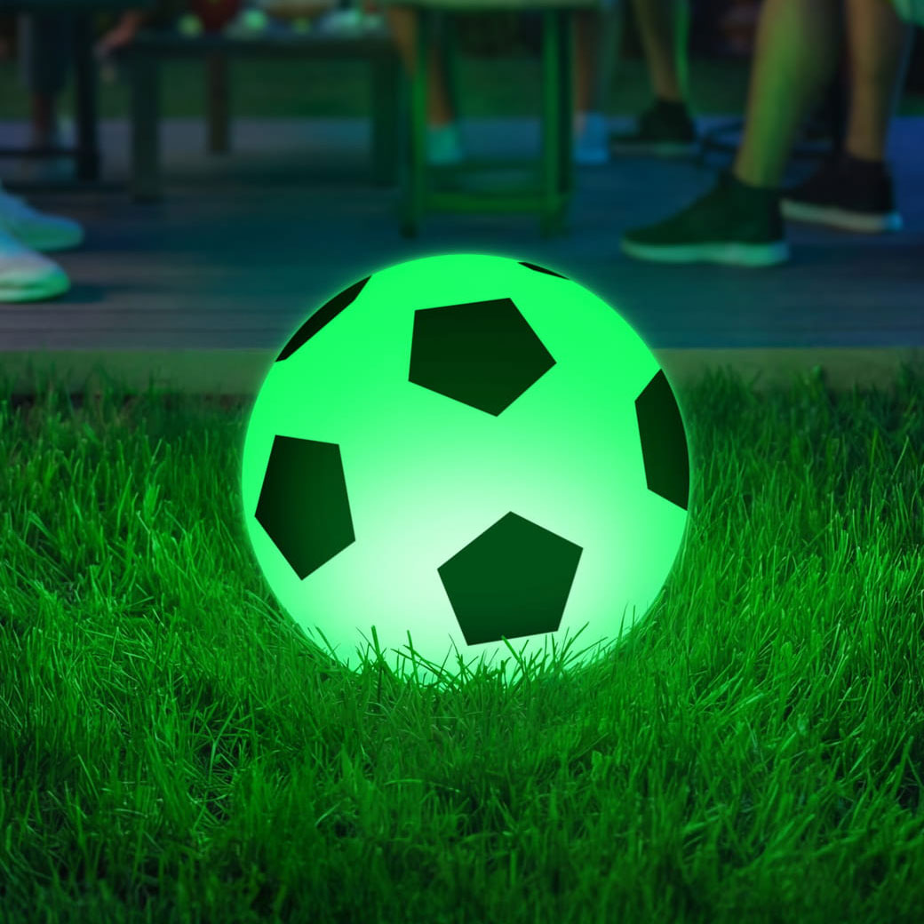 Eve Flare with soccer stickers glowing in green