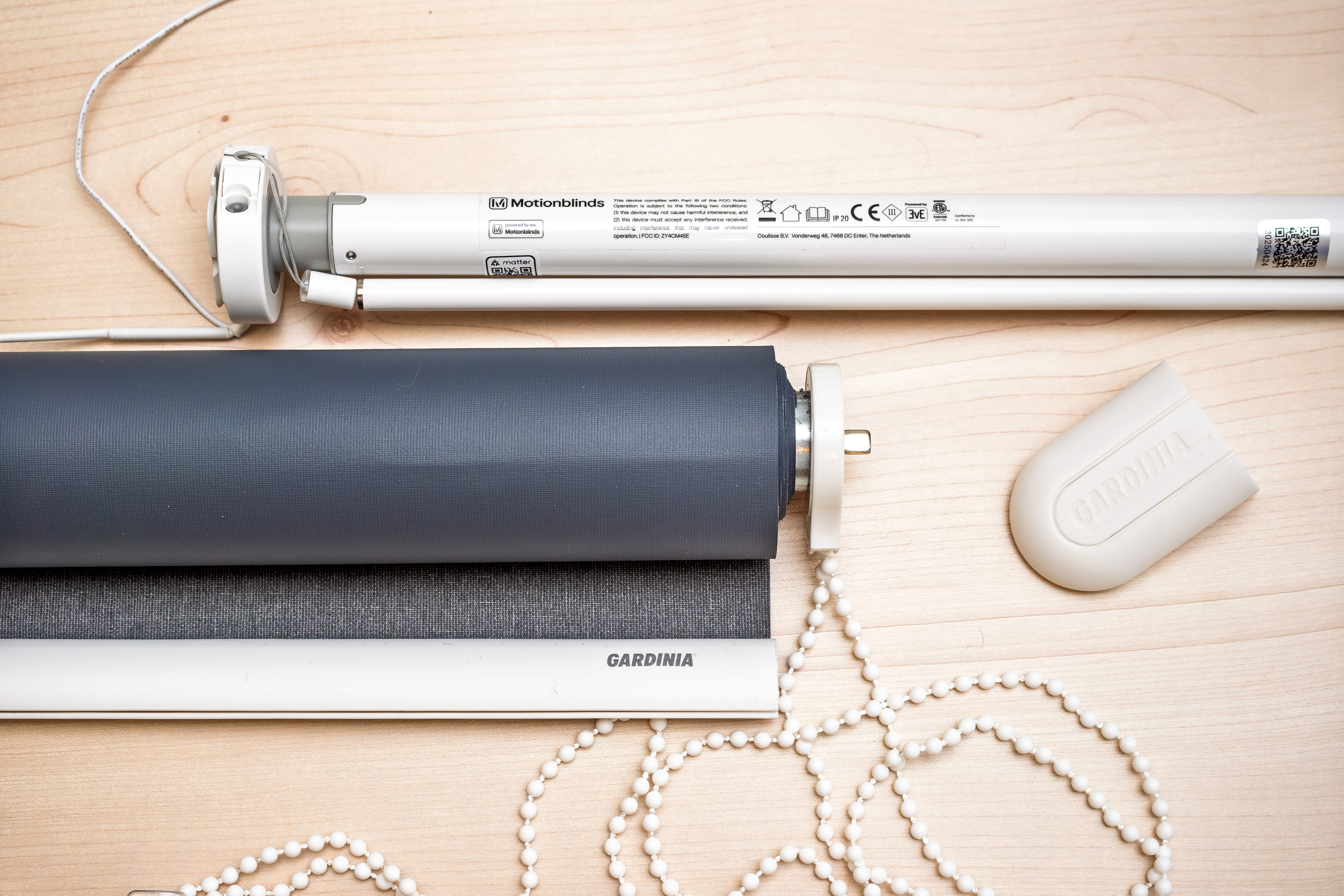 Eve Motionblinds Upgrade Kit with roller tube, motor, and beaded chain