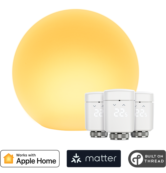 Eve Flare + 3 Eve Thermo 4th generation compatible with Apple Home, Matter and Thread-enabled