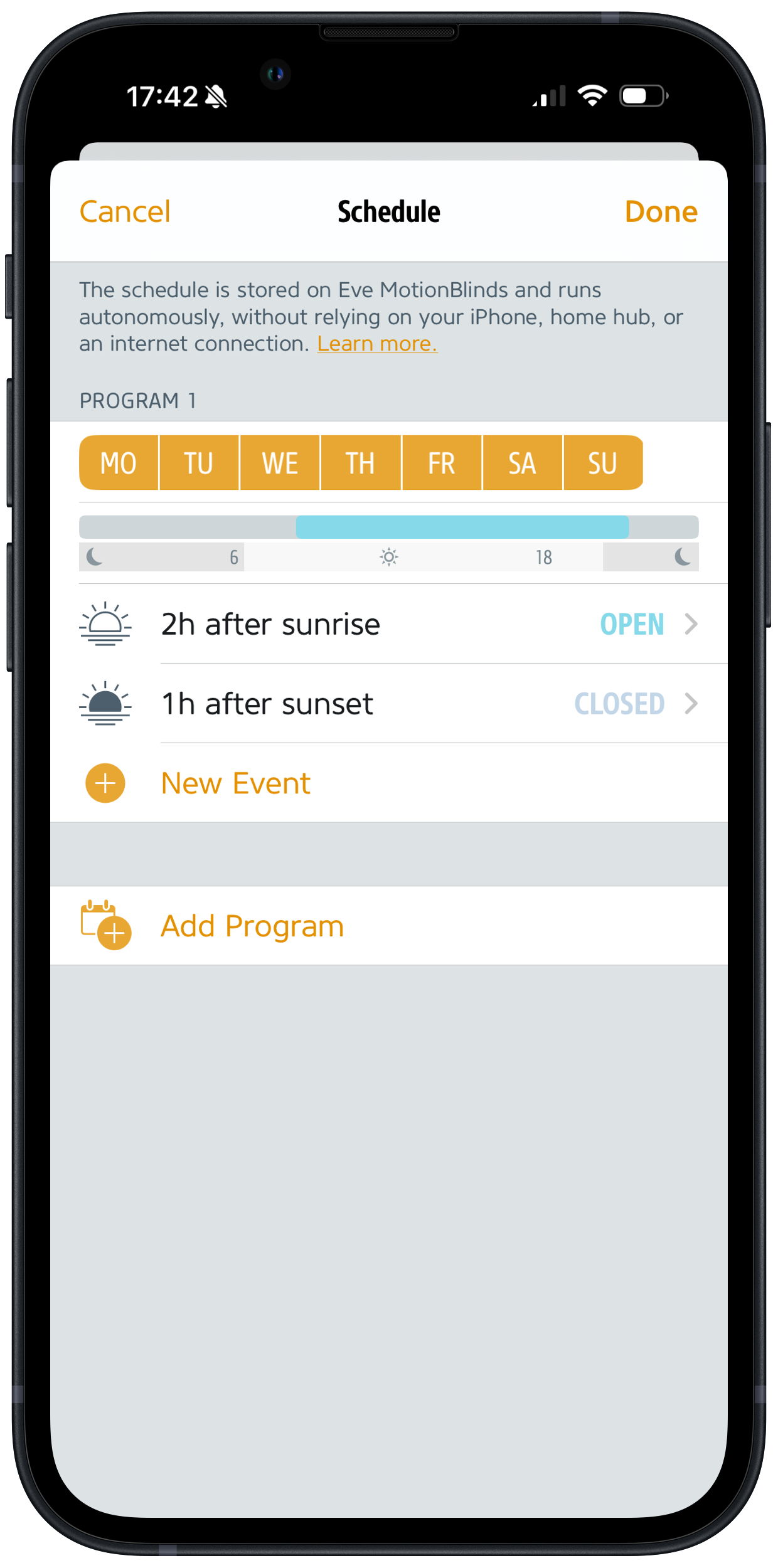 Smartphone showing a schedule app with time slots and a list of tasks