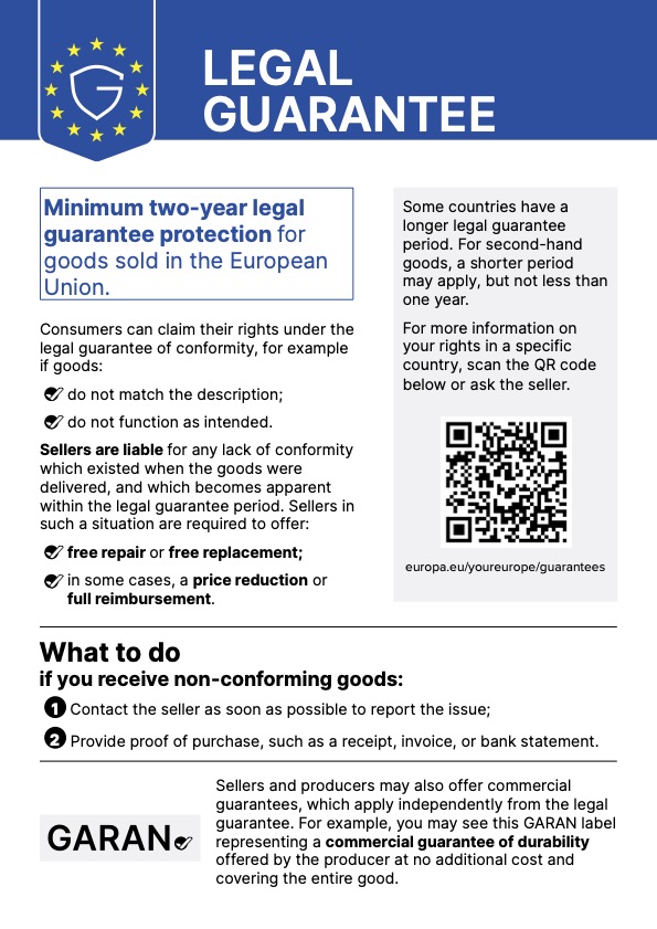 Legal Guarantee label